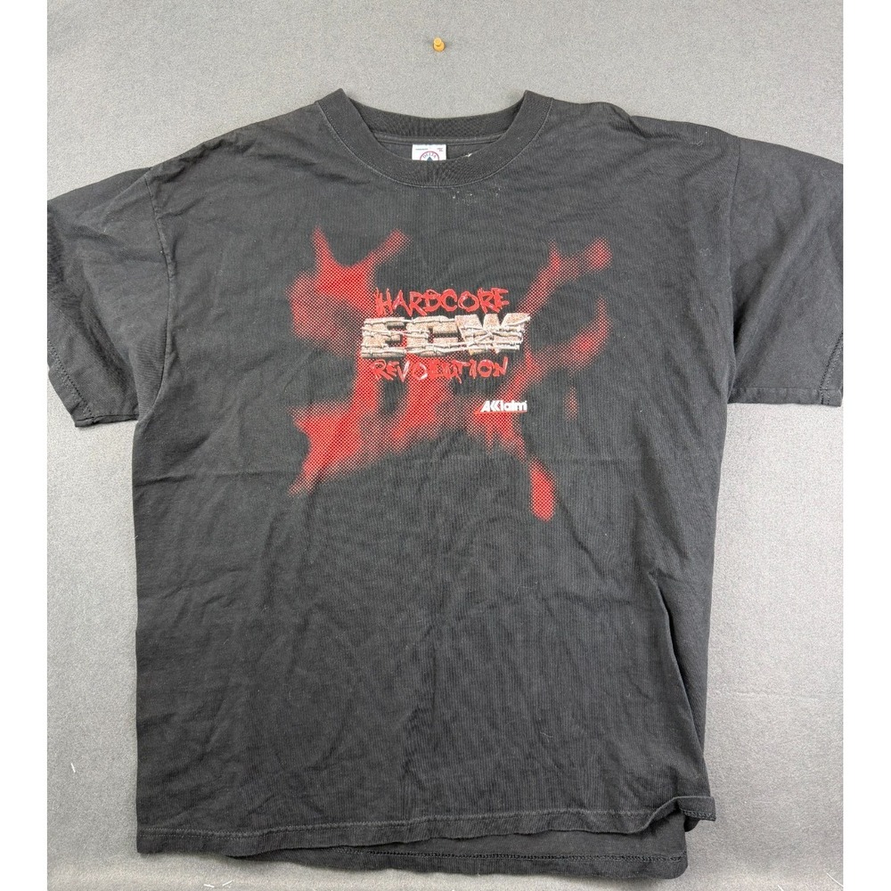Vintage Y2K Delta Unisex Black ECW Hardcore Revolution T-Shirt Short Sleeve XL